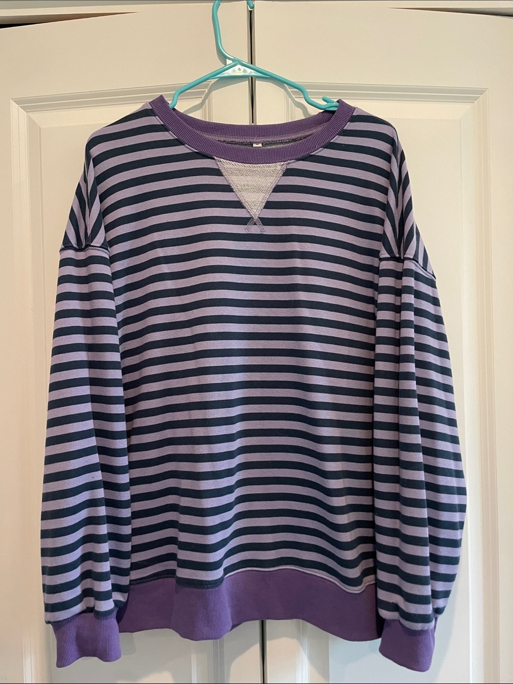 Striped Lavender & Navy Crewneck Sweatshirt